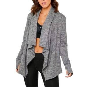 NIKE Dri-Fit Cardigan Open Front Waterfall Yoga Wrap Long Sleeve - Gray - M